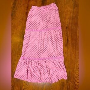 🌷 Lovestitch 🌷 Pink Crochet Lace Trim Maxi Skirt